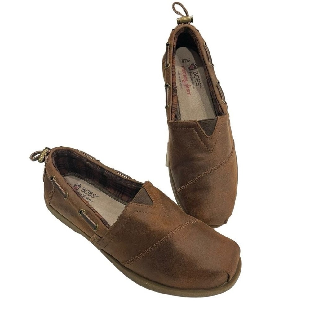 Skechers Bobs Memory Foam Brown Suede Slip On Flats Loafers 7.5